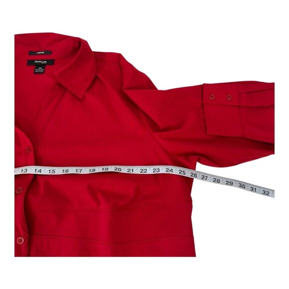Style & Co Woman Red Long-Sleeve Button-Up Stretch Shirt 20W Polyester/Spandex - Picture 4 of 12